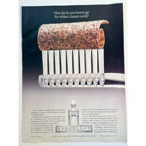 Vintage 1993 Rembrandt Toothpaste Cleaner Teeth Advertisement Print Ad
